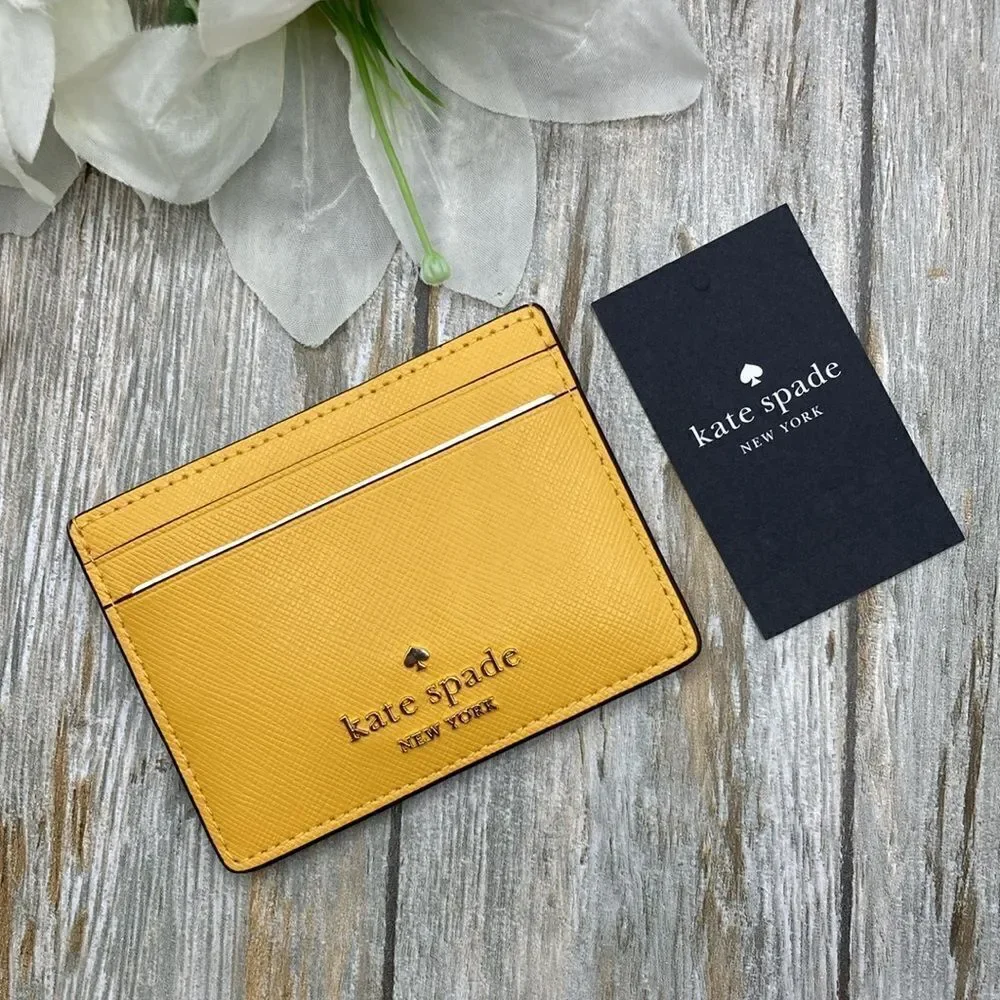 Kate Spade Leather Madison Small Slim Card Holder Wallet Bag Purse
